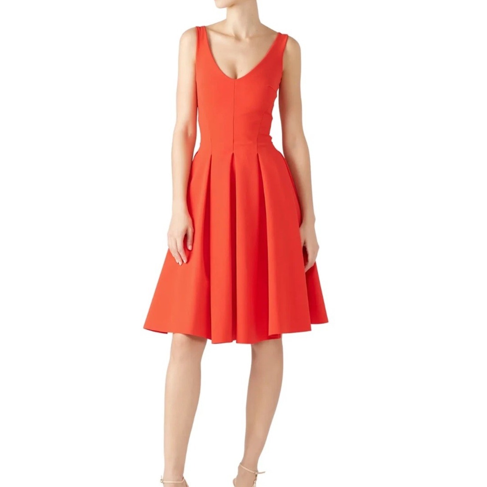 Chiara Boni La Petite Robe Orange Fit Flare Dress Sleeveless Us 6 Small Italy